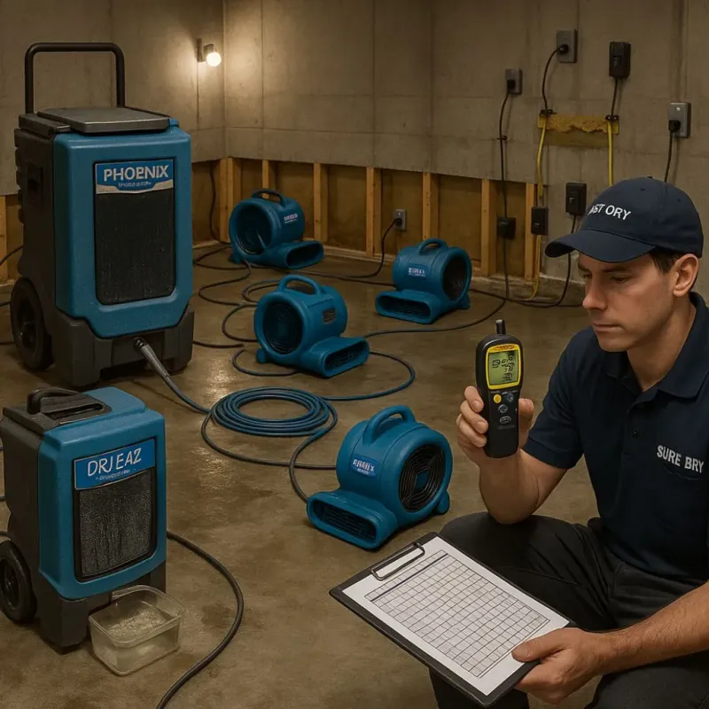 Structural Drying and Dehumidification process in Berry Creek, CA